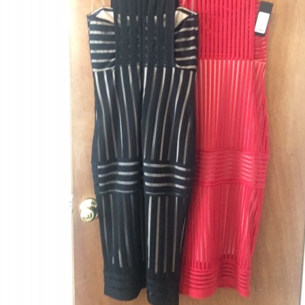 Sheer Black & Red Sleeveless 2 Dress BUNDLE New - Picture 3 of 7